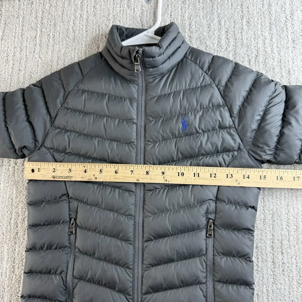 Polo Ralph Lauren Boys Size 6 Quilted Puffer Jacket Zipper Pockets Charcoal Grey